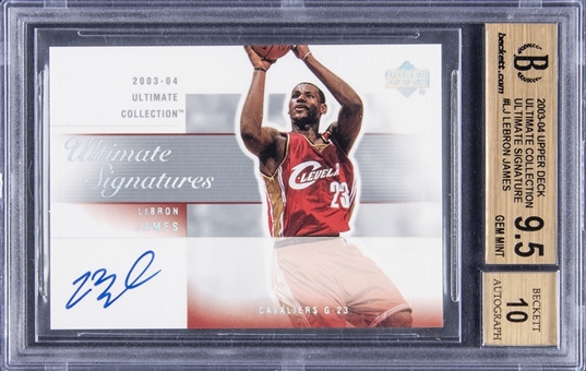 2003-04 UD "Ultimate Collection" Ultimate Signatures #LJ LeBron James Signed Rookie Card - BGS GEM MINT 9.5/BGS 10